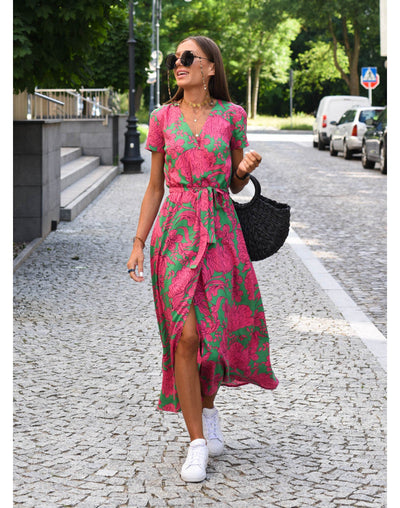 Sky – Floral Wrap-Style Midi Dress