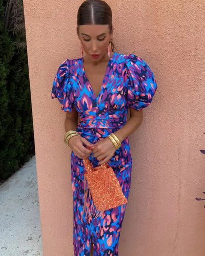 Arabella | Elegant V-neck dress with puff sleeves