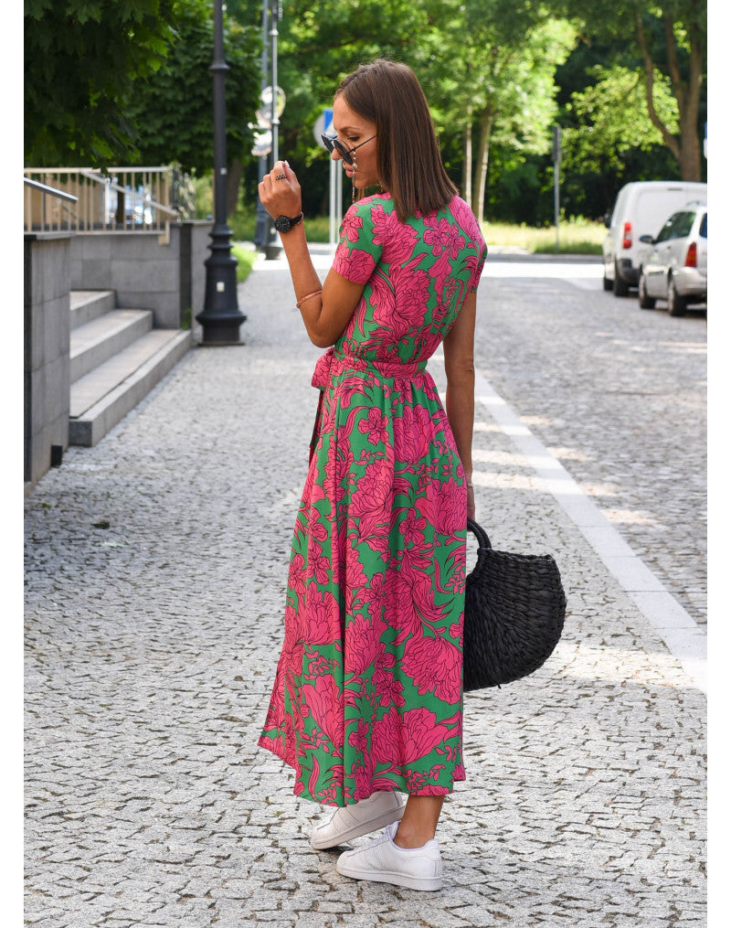 Sky – Floral Wrap-Style Midi Dress