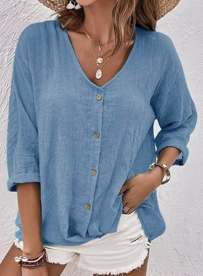 Layla | Button-Front V-Neck Blouse