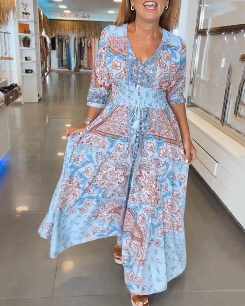 Fenna | Flowing Boho Print Dress