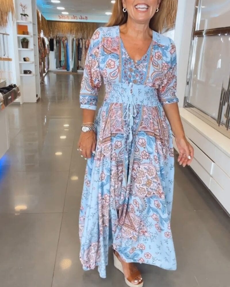 Fenna | Flowing Boho Print Dress