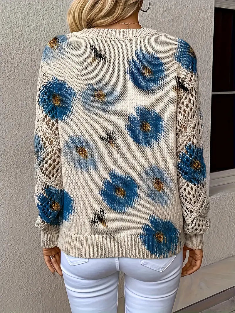 Camellia | Floral V-Neck Sweater