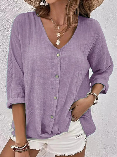 Layla | Button-Front V-Neck Blouse