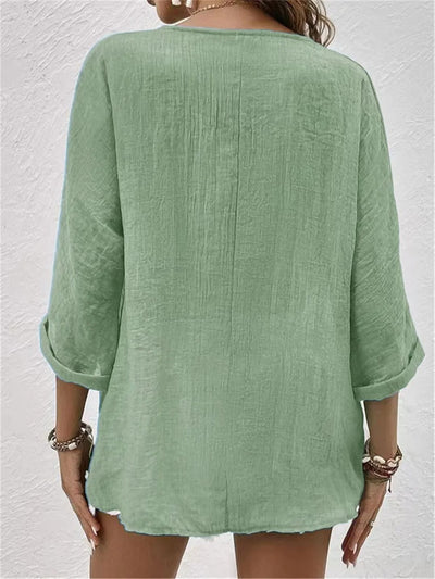 Layla | Button-Front V-Neck Blouse
