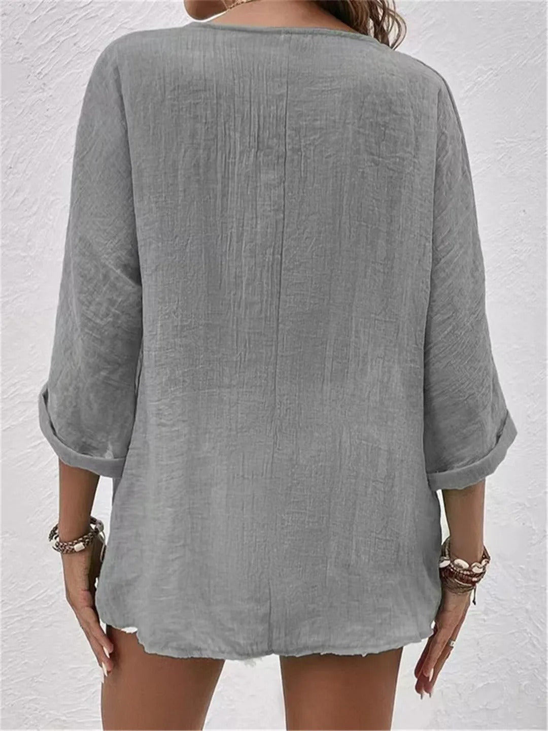 Layla | Button-Front V-Neck Blouse