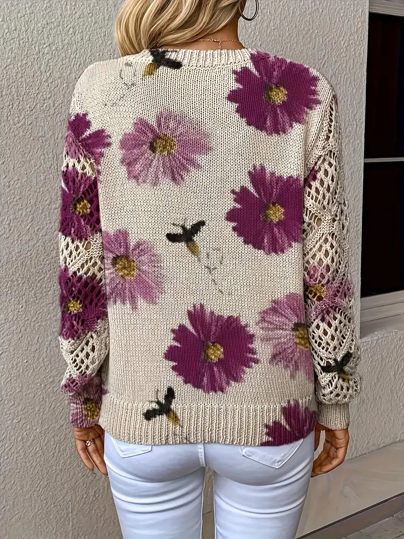 Camellia | Floral V-Neck Sweater