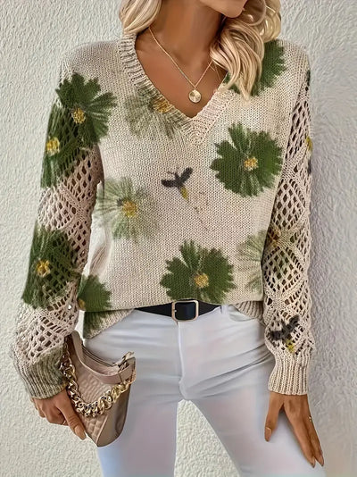 Camellia | Floral V-Neck Sweater