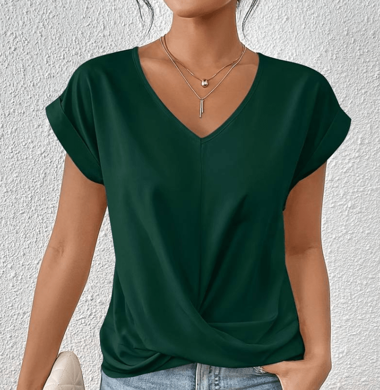 Tessia | Elegant V-Neck Drape Top