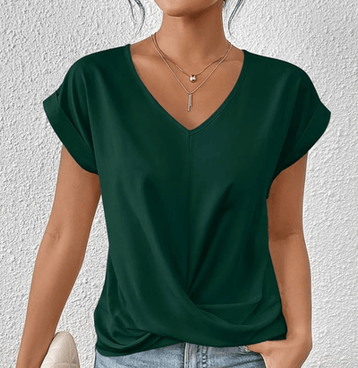 Tessia | Elegant V-Neck Drape Top