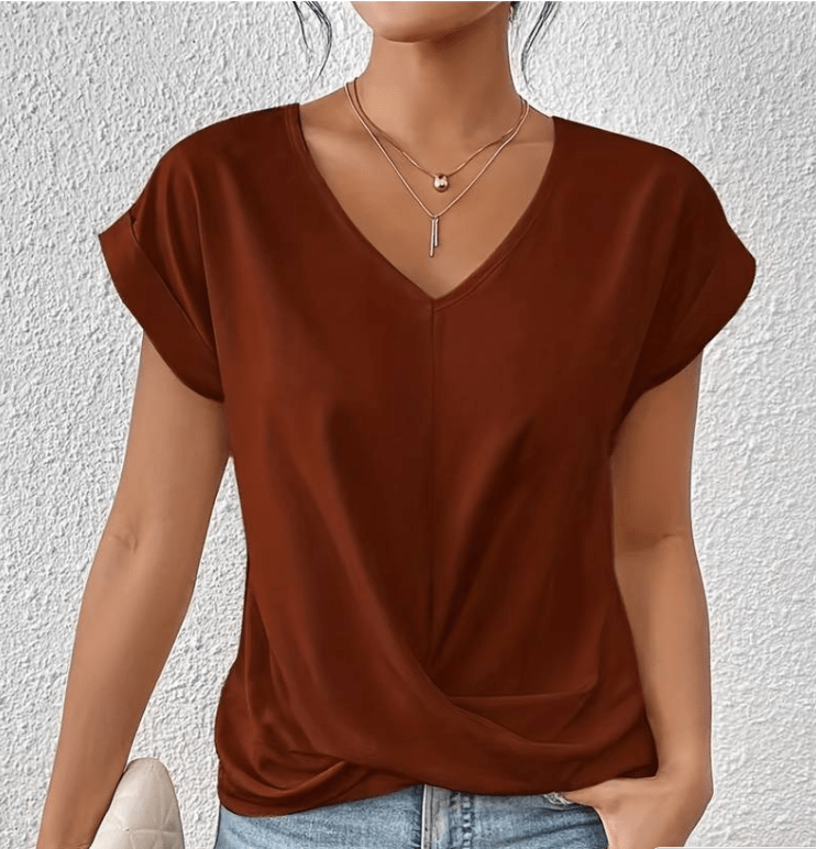 Tessia | Elegant V-Neck Drape Top