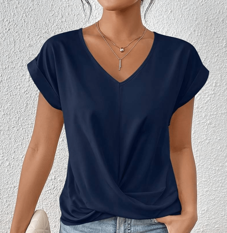 Tessia | Elegant V-Neck Drape Top
