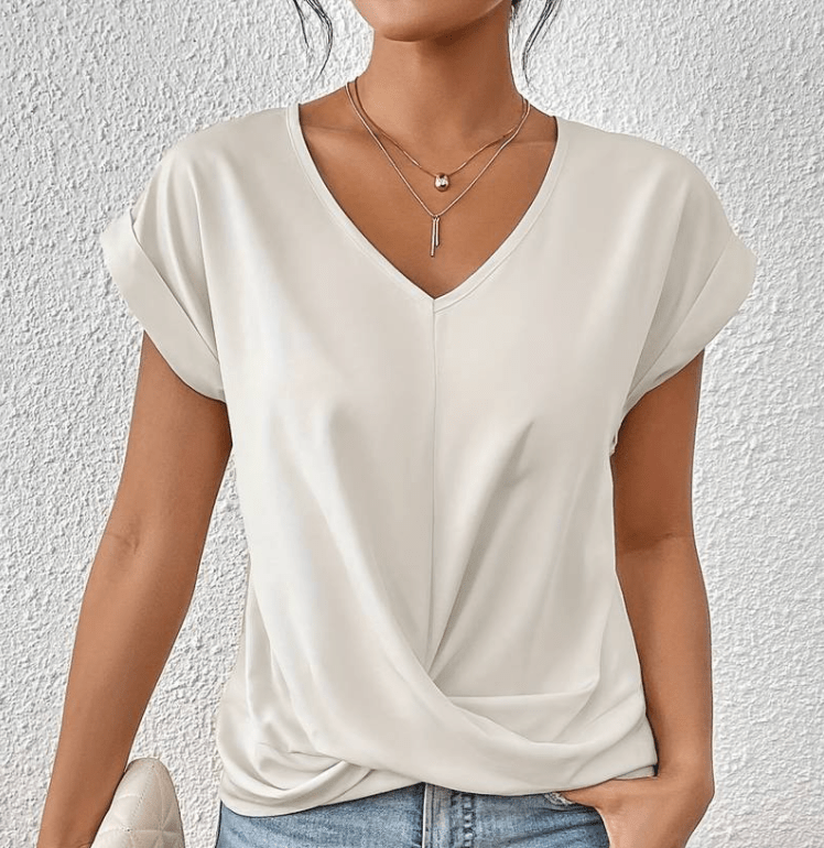 Tessia | Elegant V-Neck Drape Top