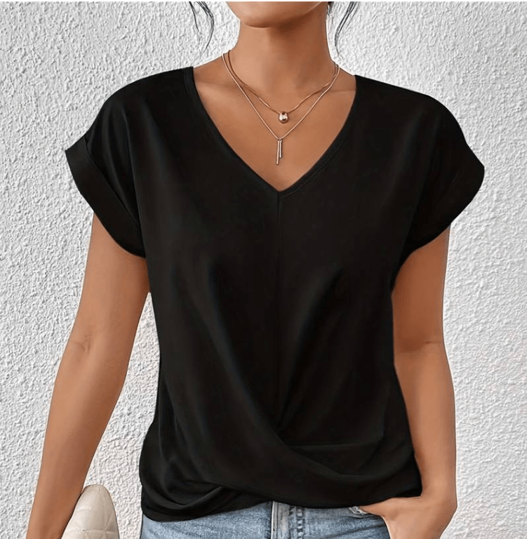 Tessia | Elegant V-Neck Drape Top