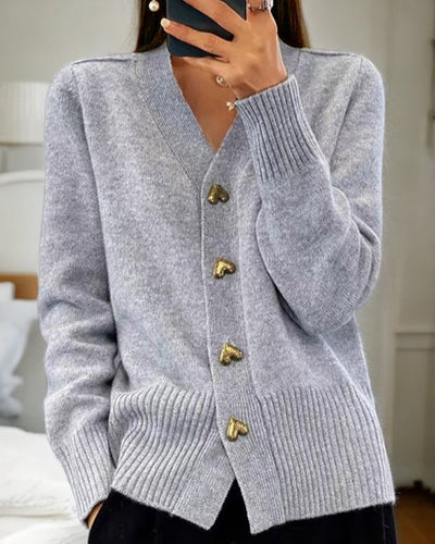 Aminta | Elegant Heart Button Cardigan