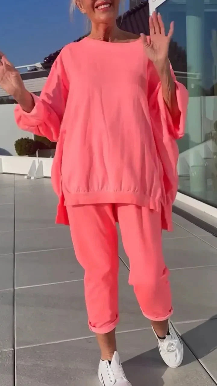 Nahla | Women’s Two-Piece Set – Round Neck Shirt & Pants